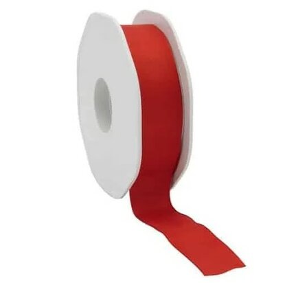 Katoen look lint met ijzerdraad rood 4 cm breed