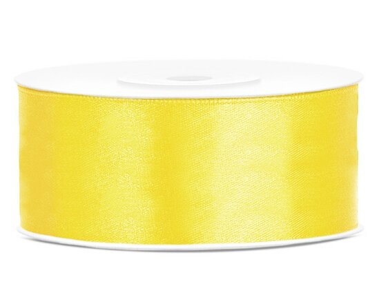 Satijn lint 25 mm geel
