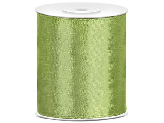 4 meter satijn lint 100 mm saliegroen