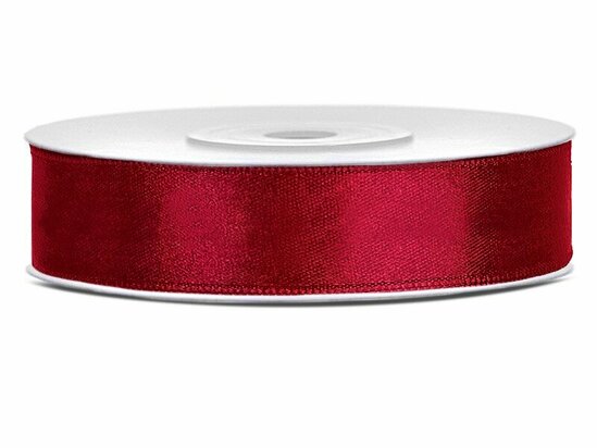 6 meter Satijn lint 12 mm donker rood