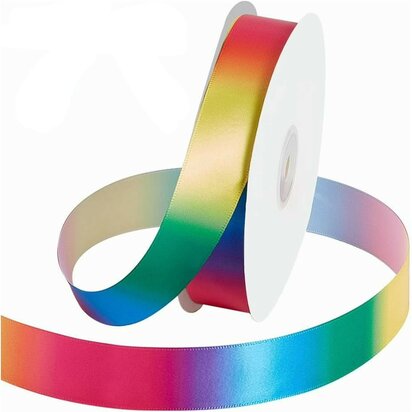 Enkelzijdig satijn lint 1.5 cm breed regenboog 5 meter