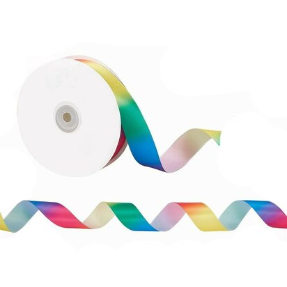 Enkelzijdig satijn lint 1.5 cm breed regenboog 5 meter