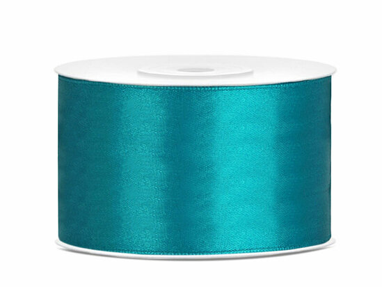 Satijn lint 38 mm breed aqua 2 meter