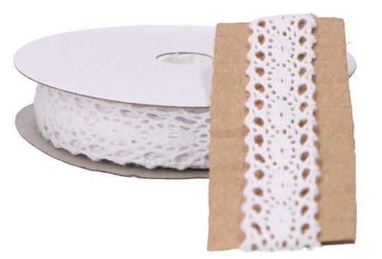 Katoen kant wit 1,5 cm breed kopen (5 yard rol)