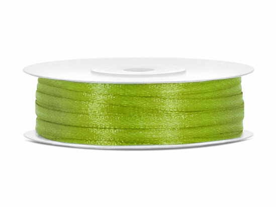 7 meter Satijn lint 3 mm lime groen