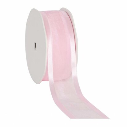 Organza satijn lint 2.5 cm Roze