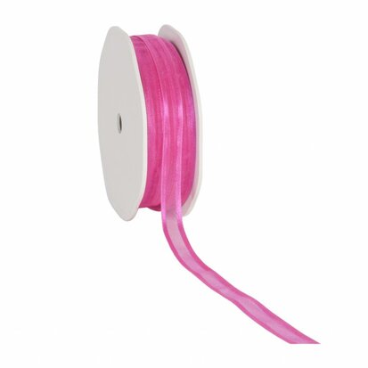 Organza satijn lint 1 cm Fuchsia roze