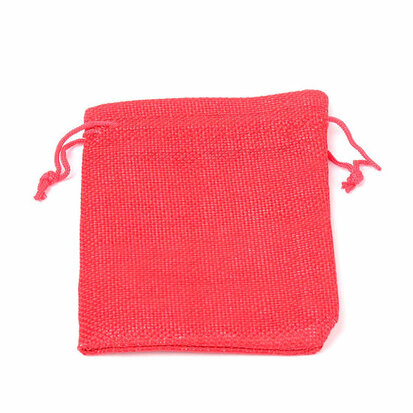 Jute zakje rood 9.5 x 13.5 cm