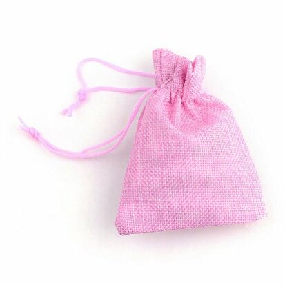 Jute zakje roze 7 x 9 cm