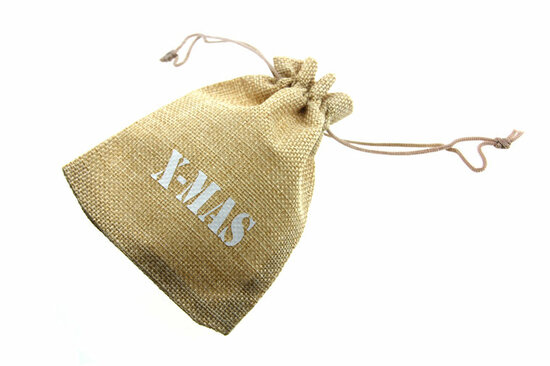 Jute zakjes 9.5 x 13.5 cm x-mas wit