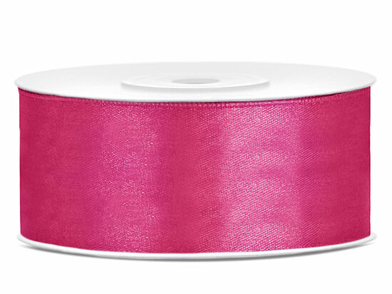 Dubbelzijdig satijn lint 25 mm Fuchsia