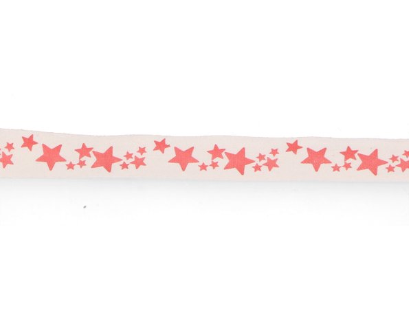 Kerstlint katoen ster rood 15 mm breed rol