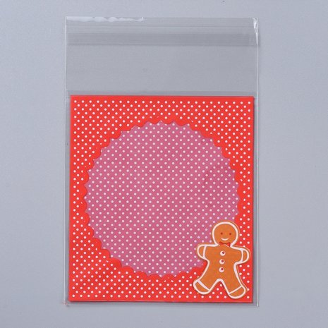 Cellofaan zakjes met plakstrip gingerbread man 10 stuks