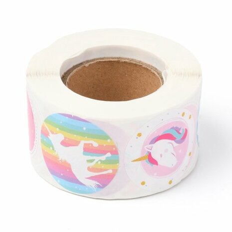 Stickers rond unicorn rainbow 10 stuks