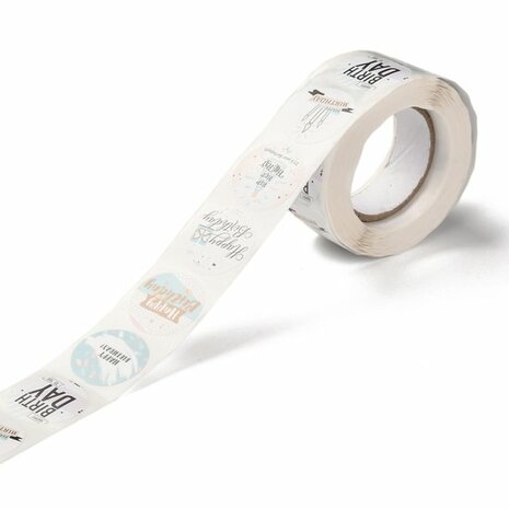 Ronde stickers happy birthday design 1