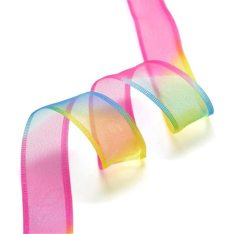 Organza lint 2.5 cm breed regenboog 5 meter