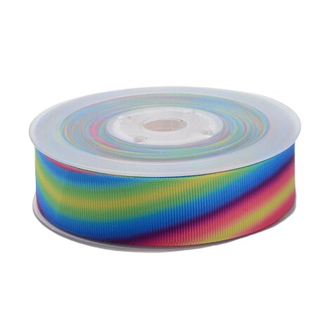 Grosgrain lint 25 mm breed regenboog