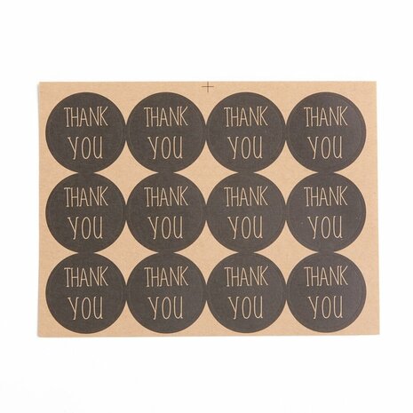 Stickers kraft thank you 12 stuks op vel