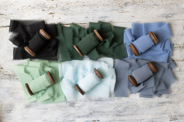 Chiffon lint 4 cm breed saliegroen