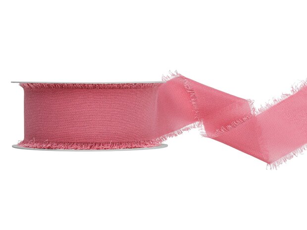 Chiffon lint 4 cm breed donker oudroze