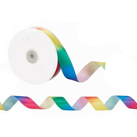 Enkelzijdig satijn lint 1.5 cm breed regenboog 5 meter