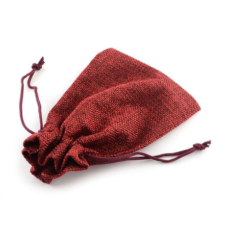 Jute zakje bordeaux rood 7 x 9 cm