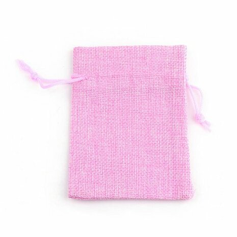 Jute zakje roze 7 x 9 cm