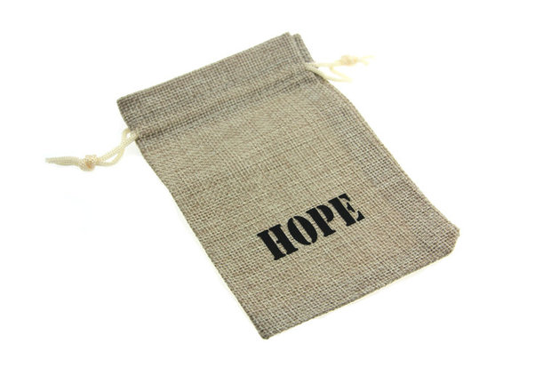 Jute zakjes hope 9.5 x 13.5 cm