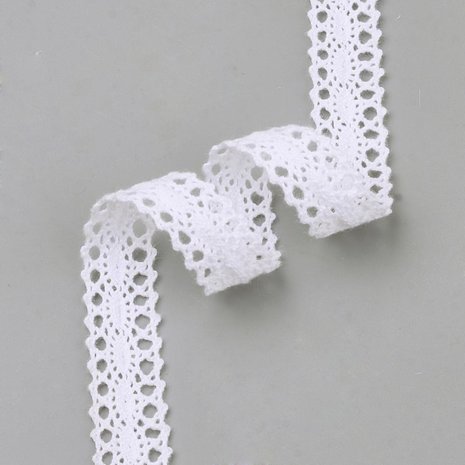 Katoen kant wit 15 mm breed 2 yard rol