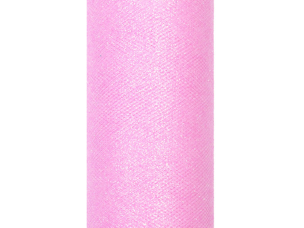 15 cm Tule lint roze glitter 1