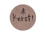 Ronde kraft stickers kerst met kerstboompje zwart 10 stuks Ronde kraft stickers kerst met kerstboompje zwart 10 stuks