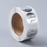 Sticker zilver metallic thank you 10 stuks Sticker zilver metallic thank you 10 stuks