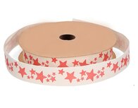 Kerstlint katoen ster rood 15 mm breed rol Kerstlint katoen ster rood 15 mm breed rol