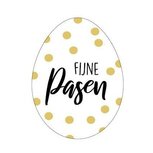Stickers paasei fijne pasen met gouden stipjes 10 stuks Stickers paasei fijne pasen met gouden stipjes 10 stuks