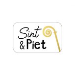 Stickers langwerpig sint en piet met goudfolie staf 10 stuks Stickers langwerpig sint en piet met goudfolie staf 10 stuks