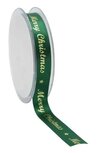 4.60 meter Satijn lint merry christmas groen met goud bedrukking 15 mm breed 4.60 meter Satijn lint merry christmas groen met goud bedrukking 15 mm breed