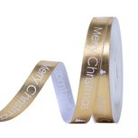 3.8 meter Kerstlint satijn lint goud metalic merry christmas 1.5 cm breed 3.8 meter Kerstlint satijn lint goud metalic merry christmas 1.5 cm breed