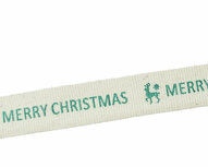 Kerstlint katoen merry christmas en rendier 15 mm breed Kerstlint katoen merry christmas en rendier 15 mm breed