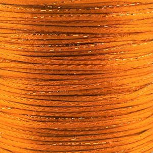 Luxe oranje met goud draad satijn koord van 2 mm op een bundel van 5 meter