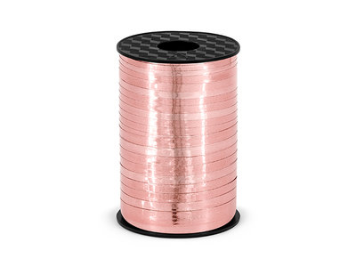 Krullint metallic roze zalm 225 meter rol