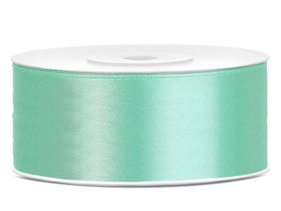 Luxe mint groen satijn lint van 25 mm breed op een volle rol van 25 meter