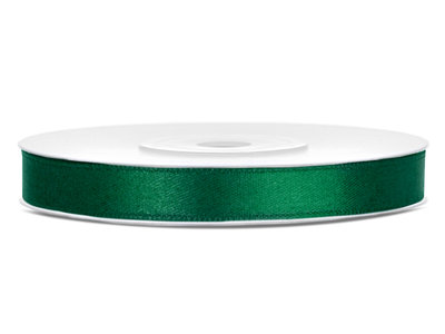 Satijn lint 6 mm breed donker groen
