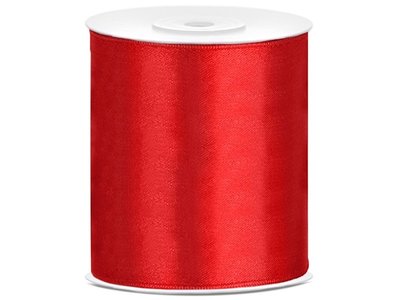 Luxe grote rol vuurrood satijn lint van 10 cm breed (100 mm) met glanzende afwerking