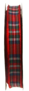 Schotse ruit lint 1.2 cm breed rood 22 meter rol