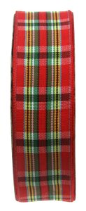Schotse ruit lint 2.5 cm breed rood groen 22 meter rol