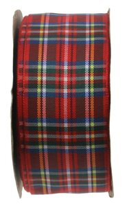 Schotse ruit lint 3.8 cm breed rood 22 meter rol