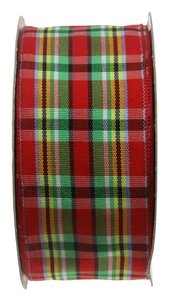 Schotse ruit lint 3.8 cm breed rood groen 22 meter rol
